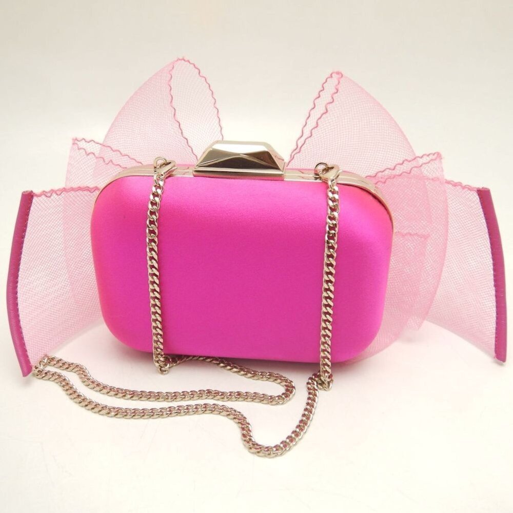 JIMMY CHOO Microcloud Clutch Bag, Chain Clutch, Satin, Pink, Women's, 253758 - Picture 3 of 16